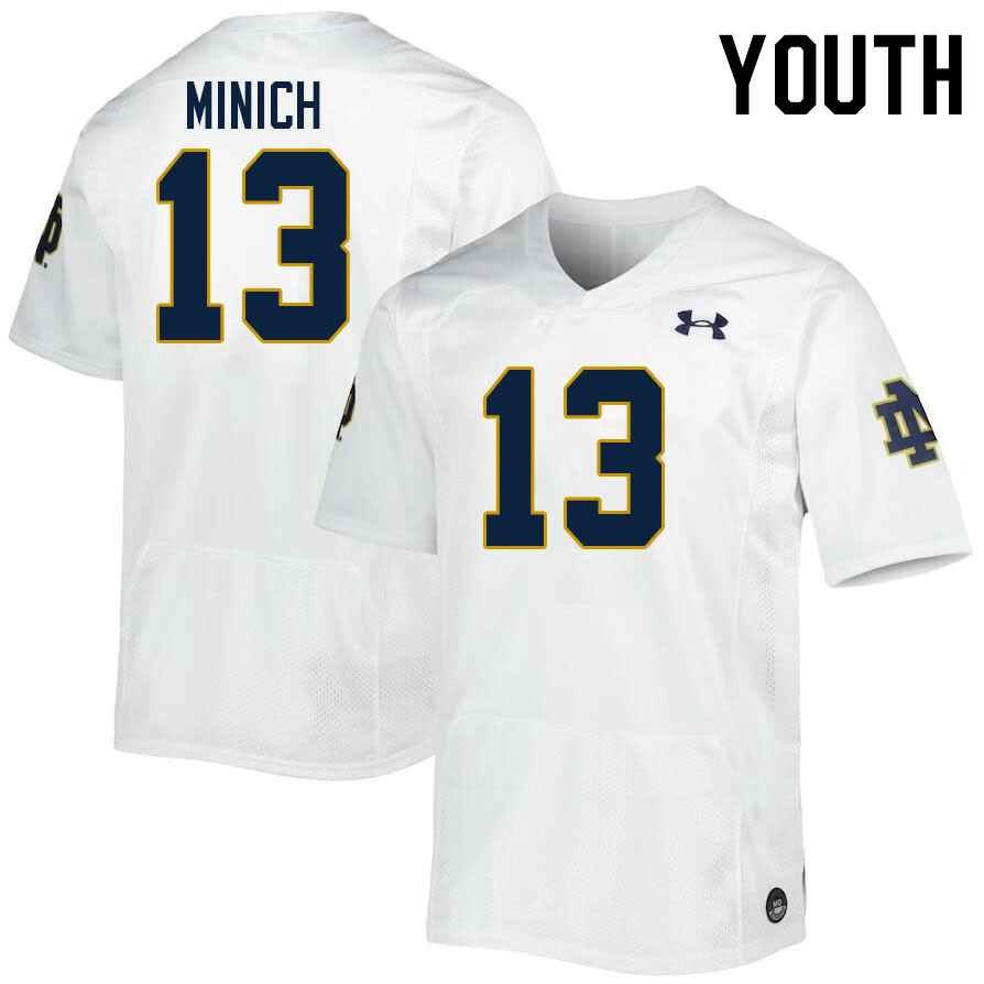 Youth #13 Benjamin Minich Notre Dame Fighting Irish College Football Jerseys Stitched-White